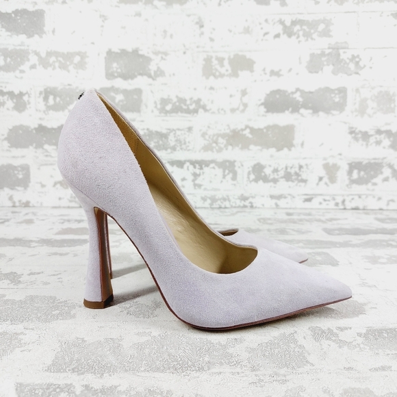New Sam Edelman Antonia Light Violet Suede Pointed Toe Spool Heel Pumps W534 - Picture 5 of 14